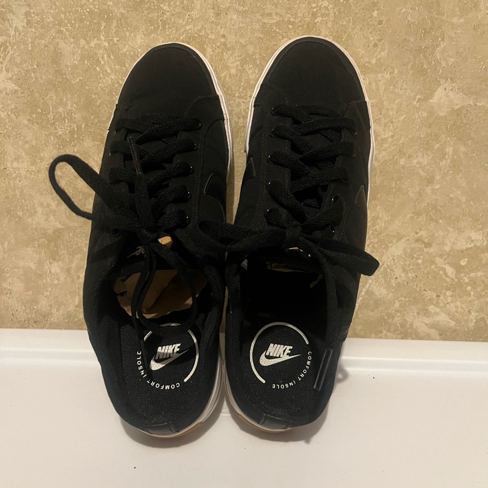 Nike Black Canvas Slip-On Mule Sneakers with White Sole - Picture 3 of 4